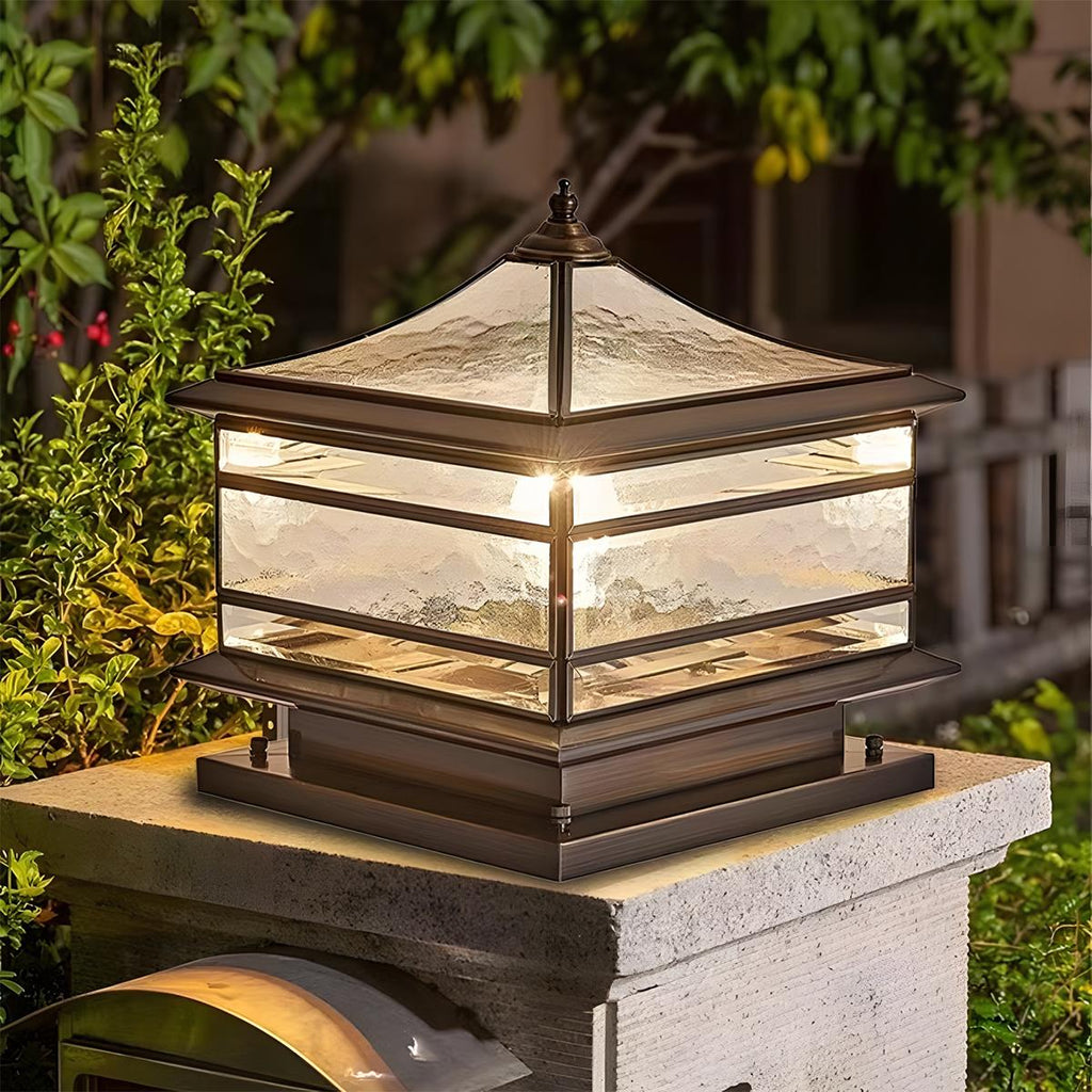 Vintage Copper Outdoor Post Lamp | IP65 Waterproof Solar Light for Garden 9