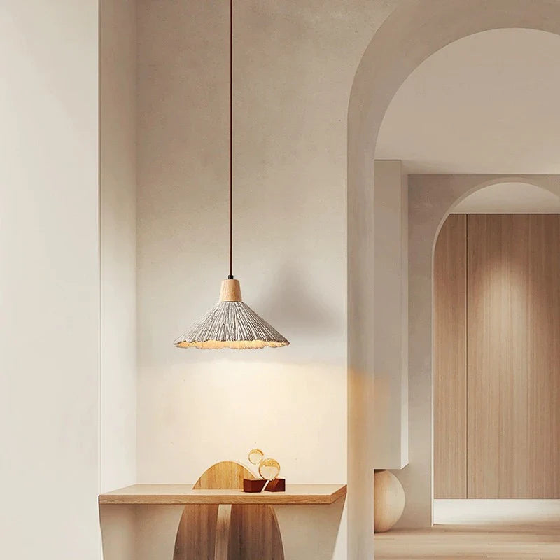 Wabi-Sabi Cement Pendant Light with PVC Shade | E27 LED Compatible for Dining Room 4
