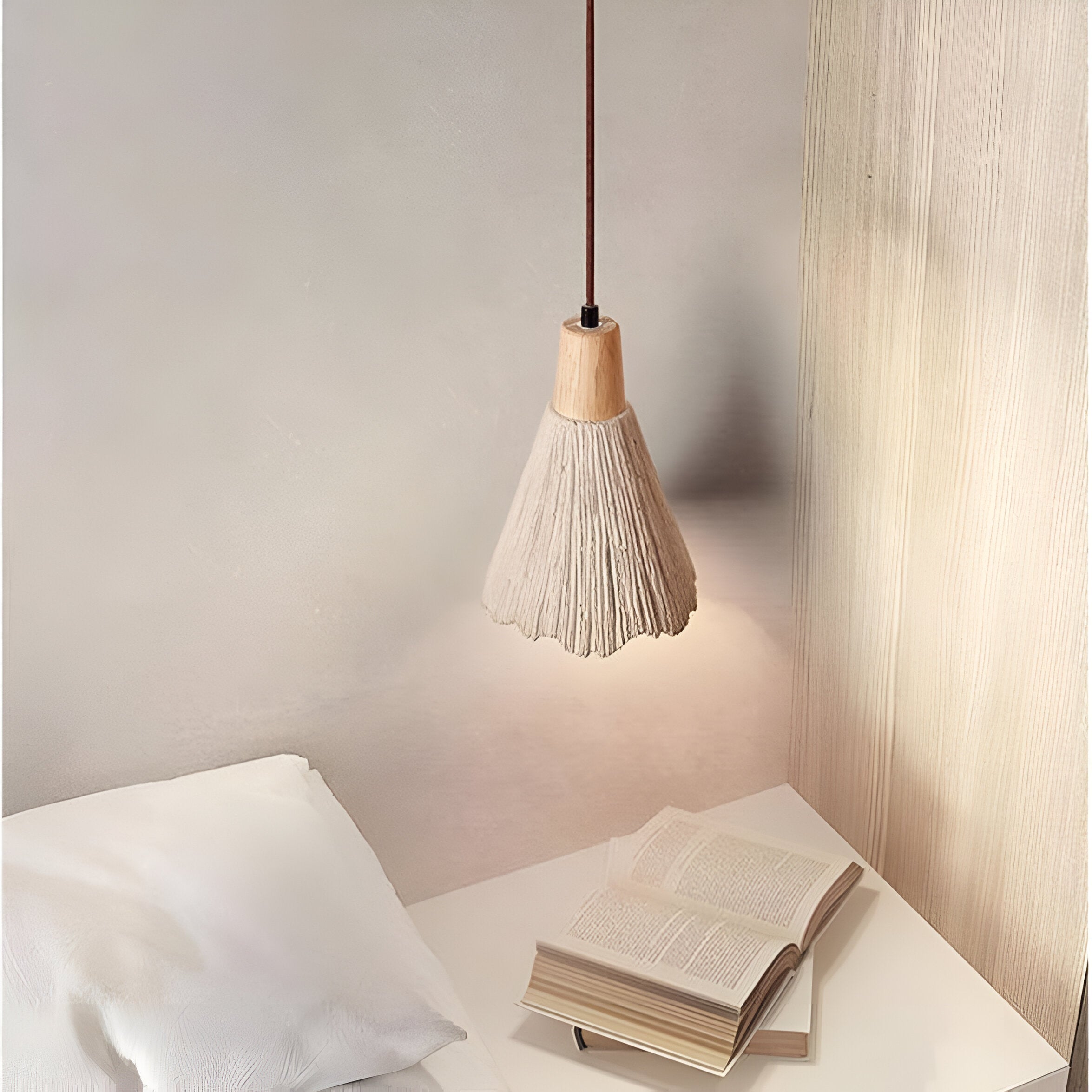 Wabi-Sabi Cement Pendant Light with PVC Shade | E27 LED Compatible for Dining Room 5