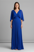 Calantha | Formal V-Neckline Pleated Maxi Dress