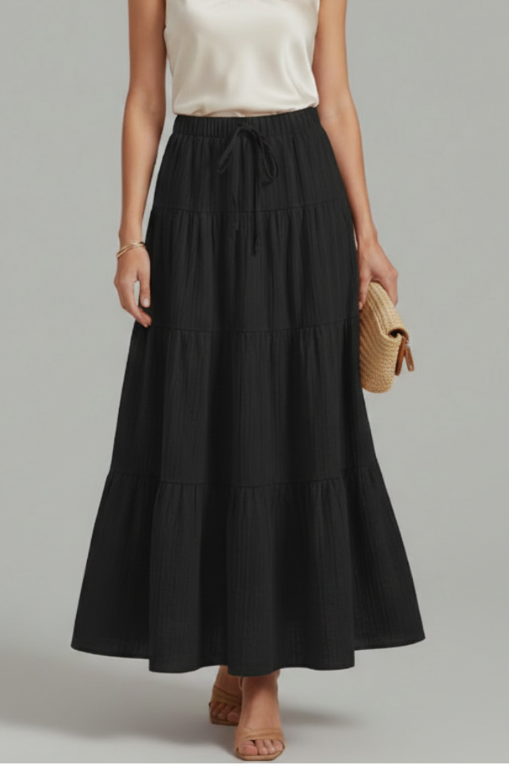 Caleigh | Fashion Stretchy Tiered Maxi Skirt with Elastic Waist