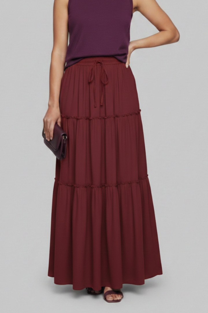 Selorah | Maxi Skirt with Elastic Waist and Tiered Panels