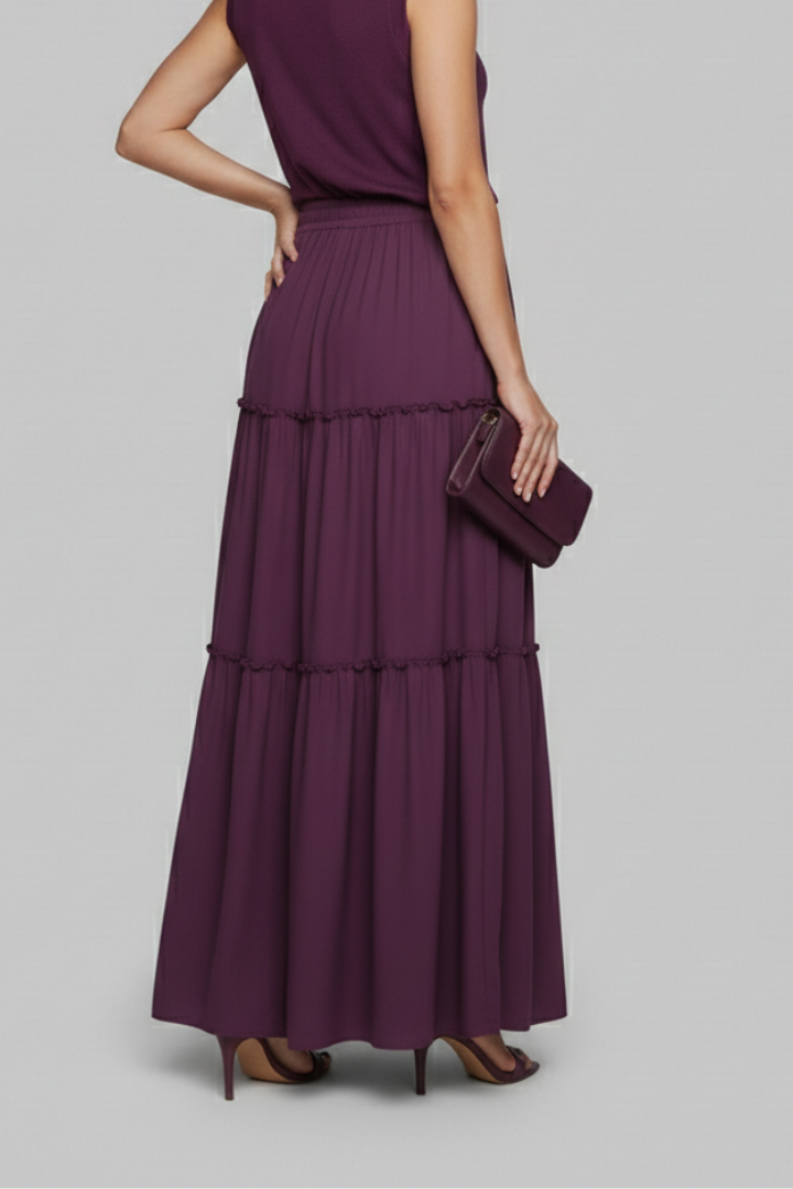 Selorah | Maxi Skirt with Elastic Waist and Tiered Panels