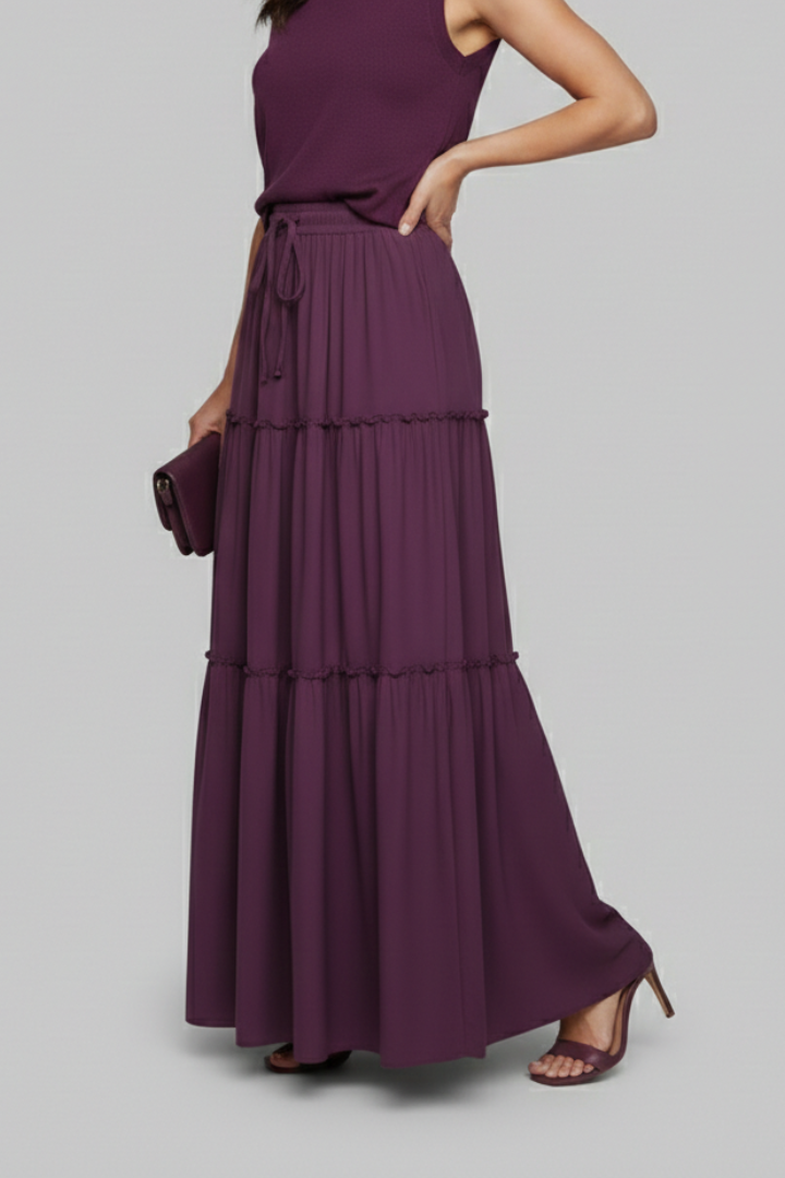 Selorah | Maxi Skirt with Elastic Waist and Tiered Panels