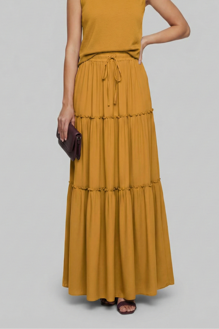 Selorah | Maxi Skirt with Elastic Waist and Tiered Panels