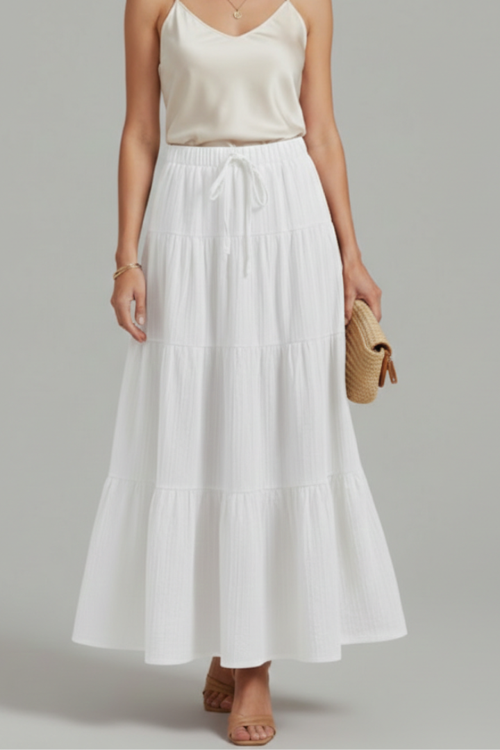 Caleigh | Fashion Stretchy Tiered Maxi Skirt with Elastic Waist
