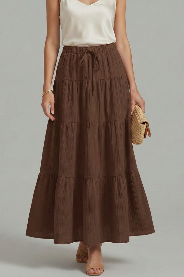 Caleigh | Fashion Stretchy Tiered Maxi Skirt with Elastic Waist