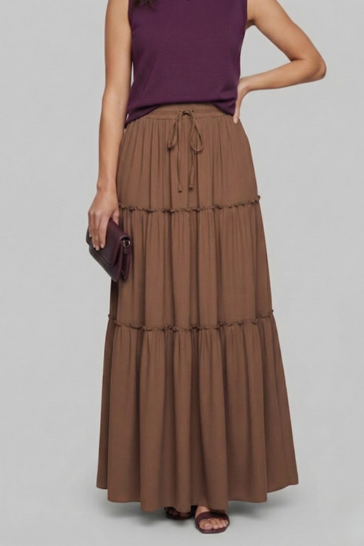 Selorah | Maxi Skirt with Elastic Waist and Tiered Panels