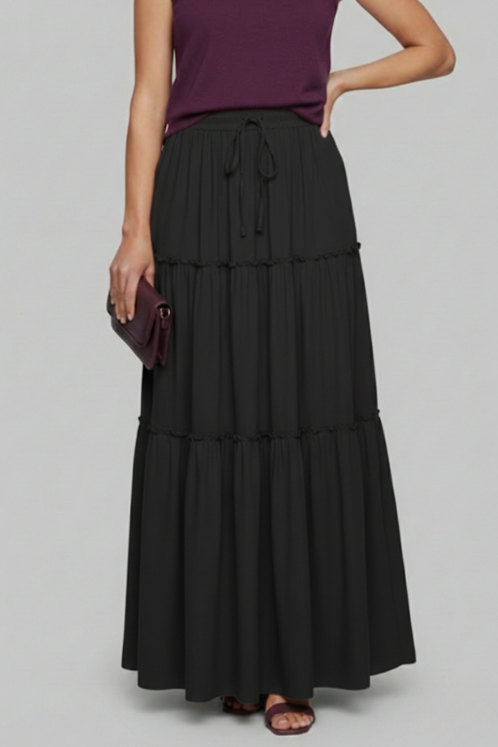 Selorah | Maxi Skirt with Elastic Waist and Tiered Panels