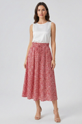 Ophelia | High-rise Elastic Waist Midi Party Skirt with Adjustable Front Drawstring