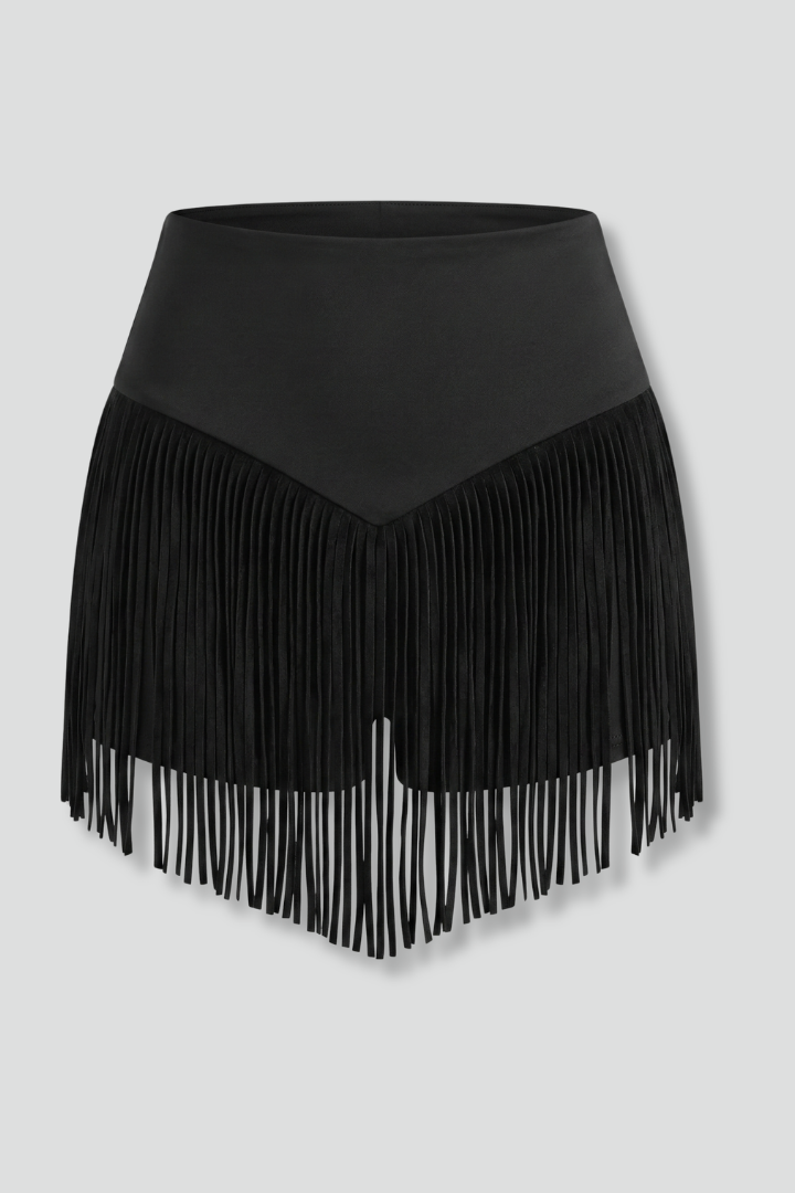 Ysabelle | Elegant High Waist Party Mini Skirt with Fringe Hem
