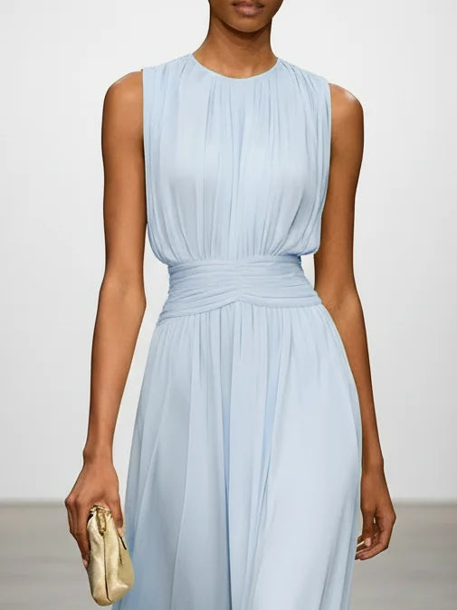 Women's Chiffon Sleeveless Maxi Dress | Elegant Ruched A-Line Summer Dress 2