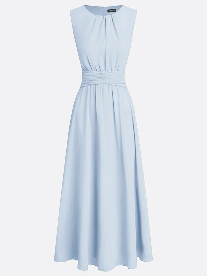 Women's Chiffon Sleeveless Maxi Dress | Elegant Ruched A-Line Summer Dress 3