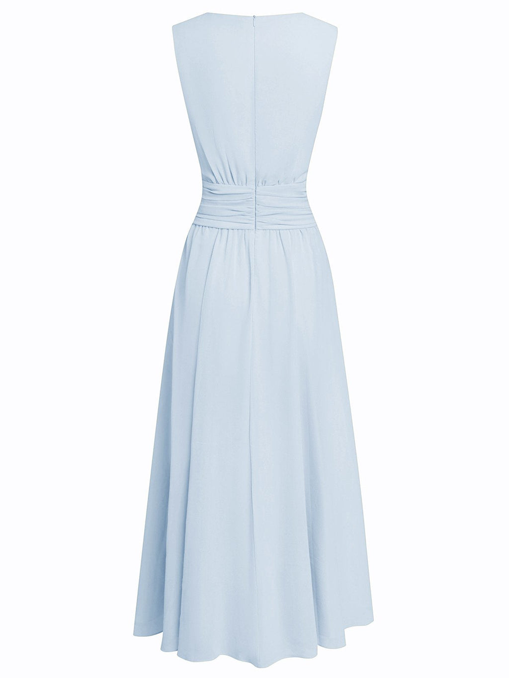 Women's Chiffon Sleeveless Maxi Dress | Elegant Ruched A-Line Summer Dress 4
