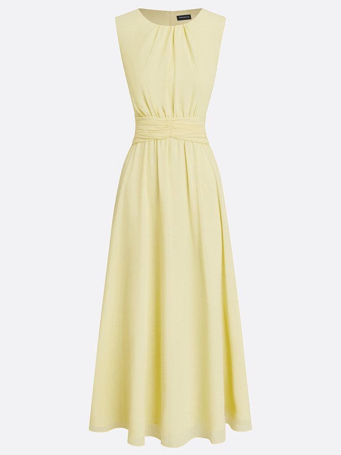 Women's Chiffon Sleeveless Maxi Dress | Elegant Ruched A-Line Summer Dress 8