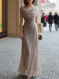 Women's Elegant Polyester Maxi Dress | Flattering Cowl Neck Formal Gown 0
