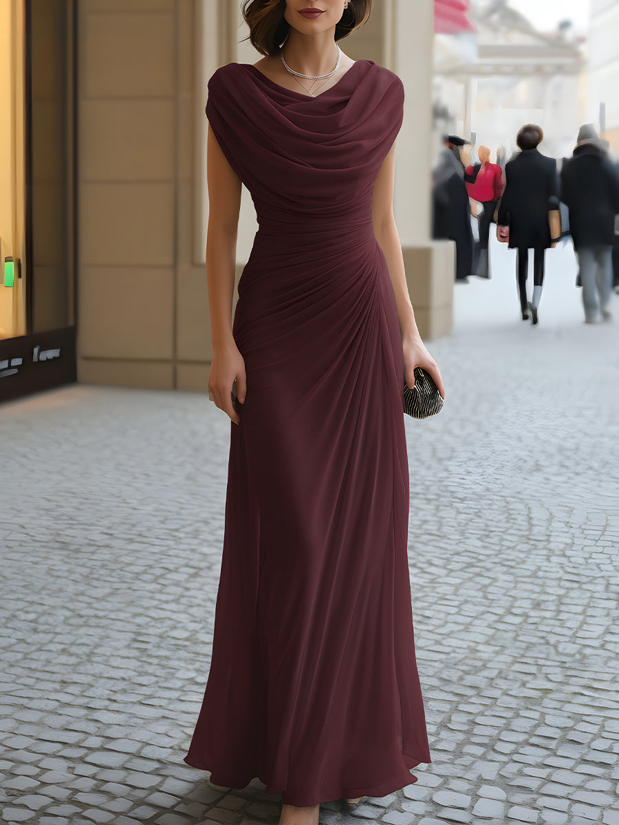 Women's Elegant Polyester Maxi Dress | Flattering Cowl Neck Formal Gown 4