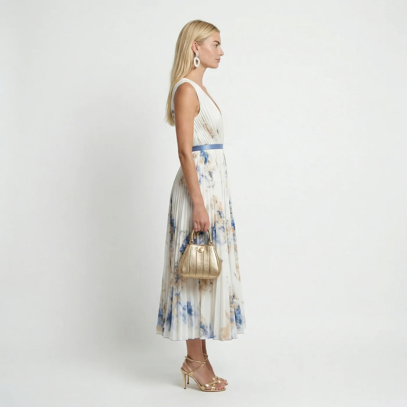 Women's Floral Pleated Maxi Dress | Elegant Sleeveless Summer Gown 2