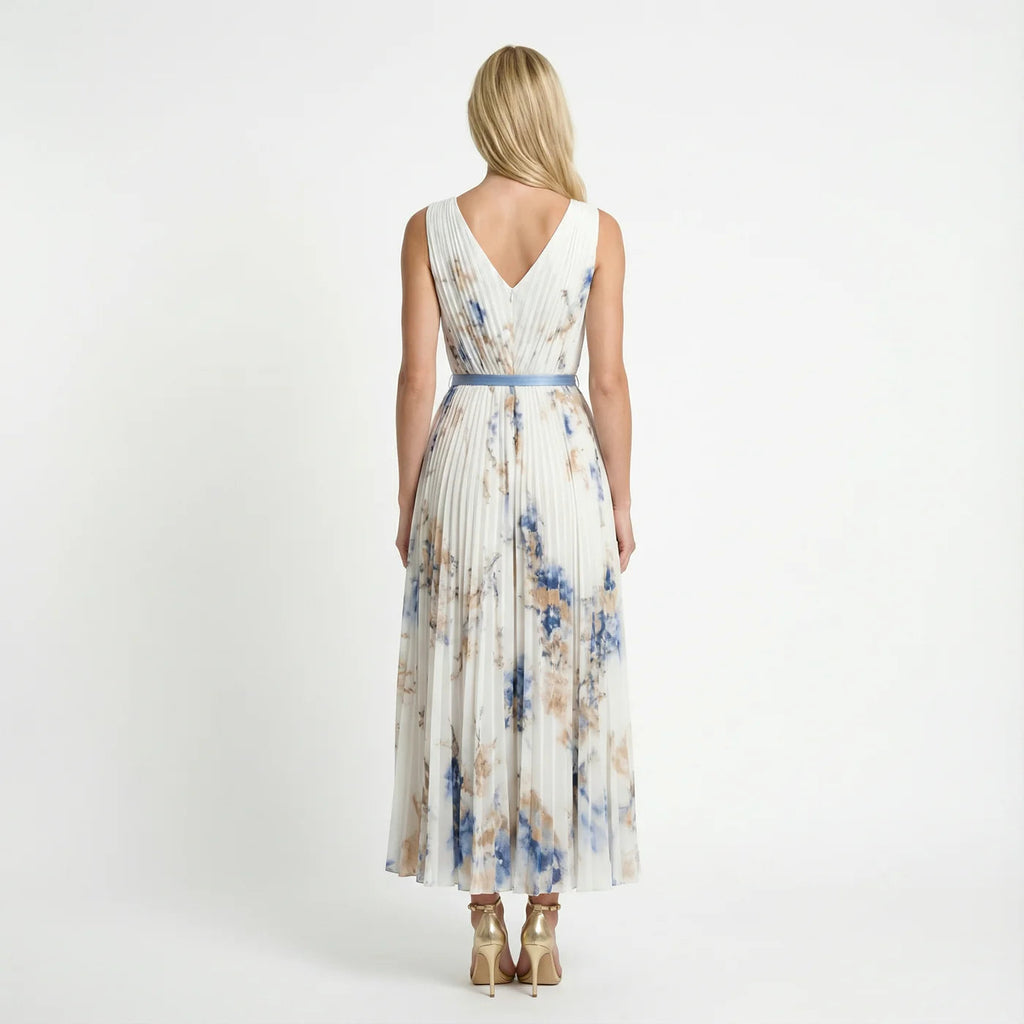 Women's Floral Pleated Maxi Dress | Elegant Sleeveless Summer Gown 3