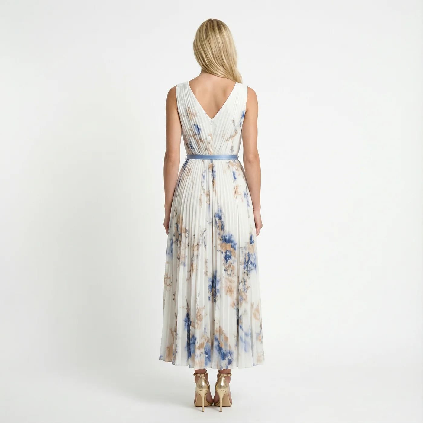 Women's Floral Pleated Maxi Dress | Elegant Sleeveless Summer Gown 3