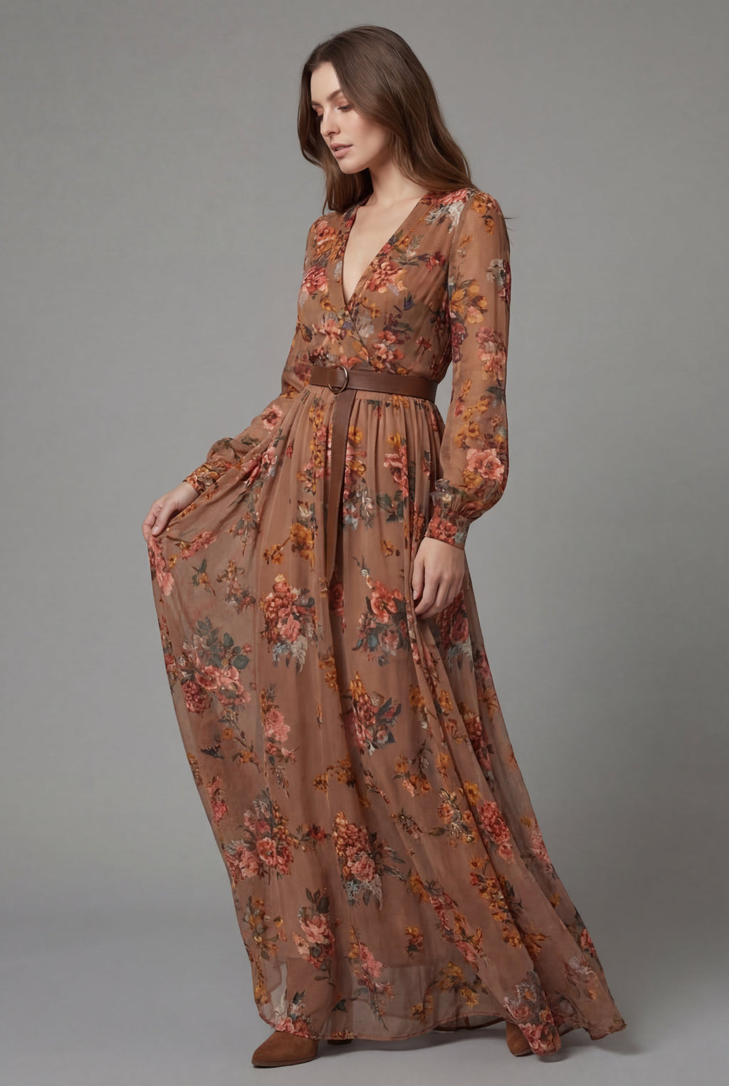 Women's Floral Print Lightweight Maxi Dress | Elegant Bohemian Summer Dress 0