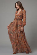 Women's Floral Print Lightweight Maxi Dress | Elegant Bohemian Summer Dress 0