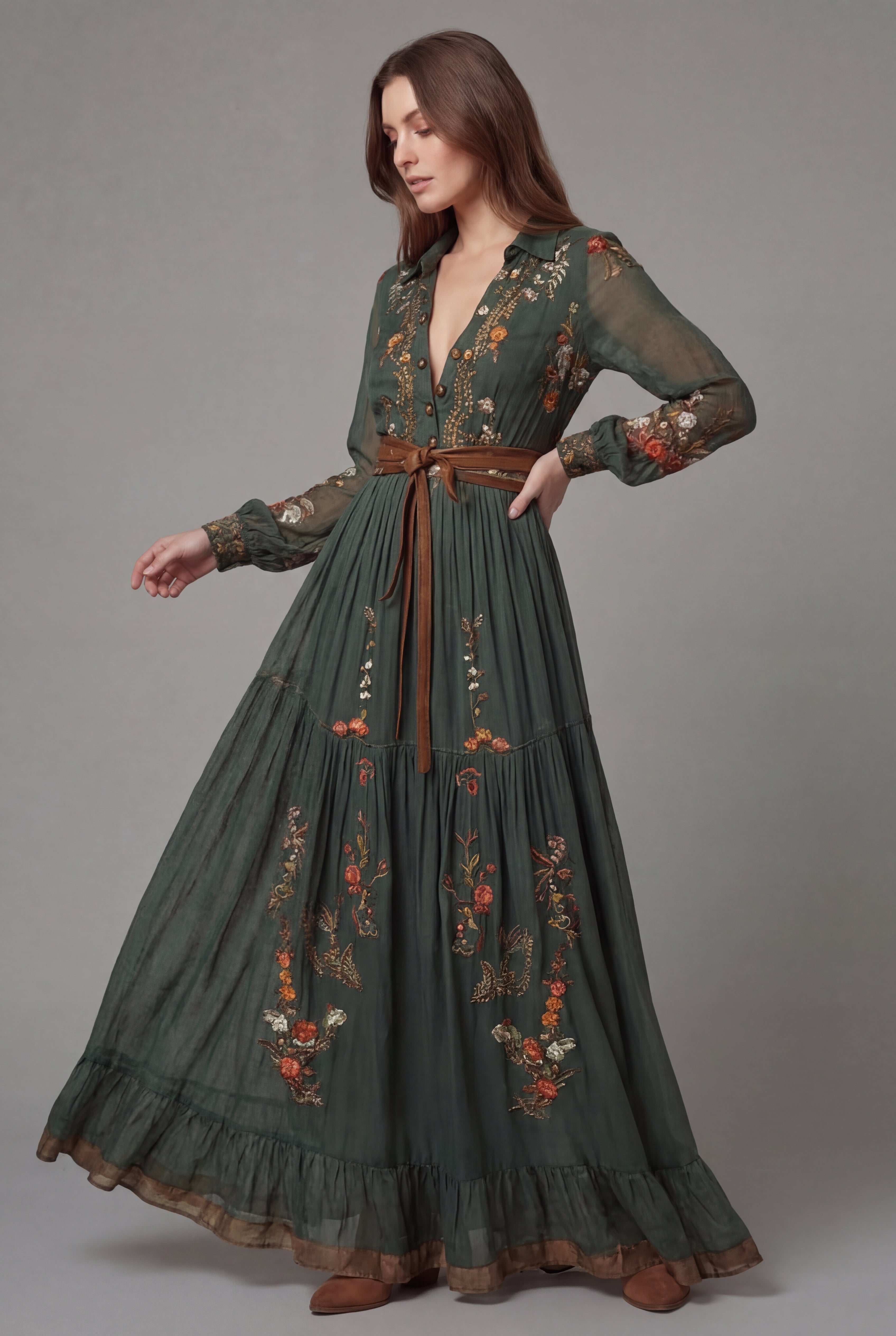 Women's Floral Print Lightweight Maxi Dress | Elegant Bohemian Summer Dress 2
