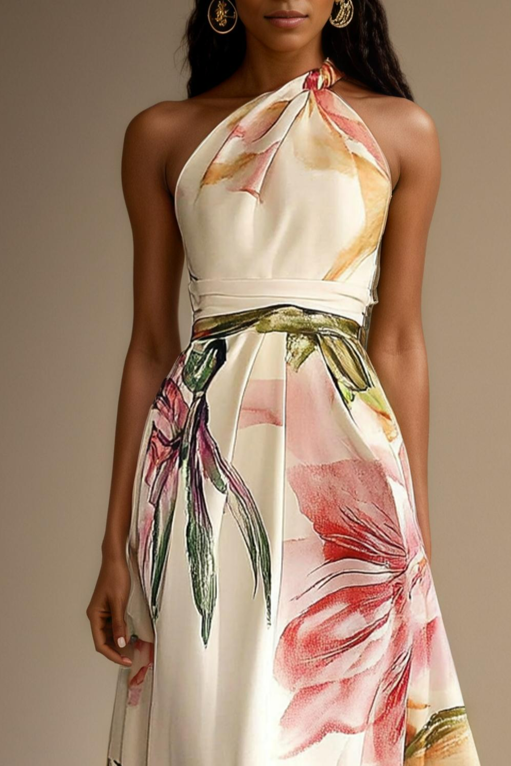 Women's Floral Satin Maxi Dress | Elegant One-Shoulder Summer Formal Gown 1