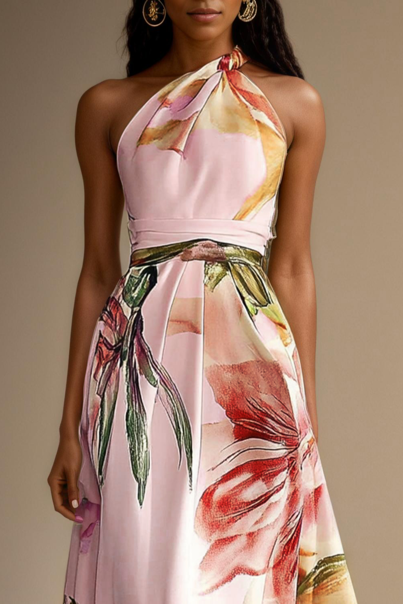Women's Floral Satin Maxi Dress | Elegant One-Shoulder Summer Formal Gown 6