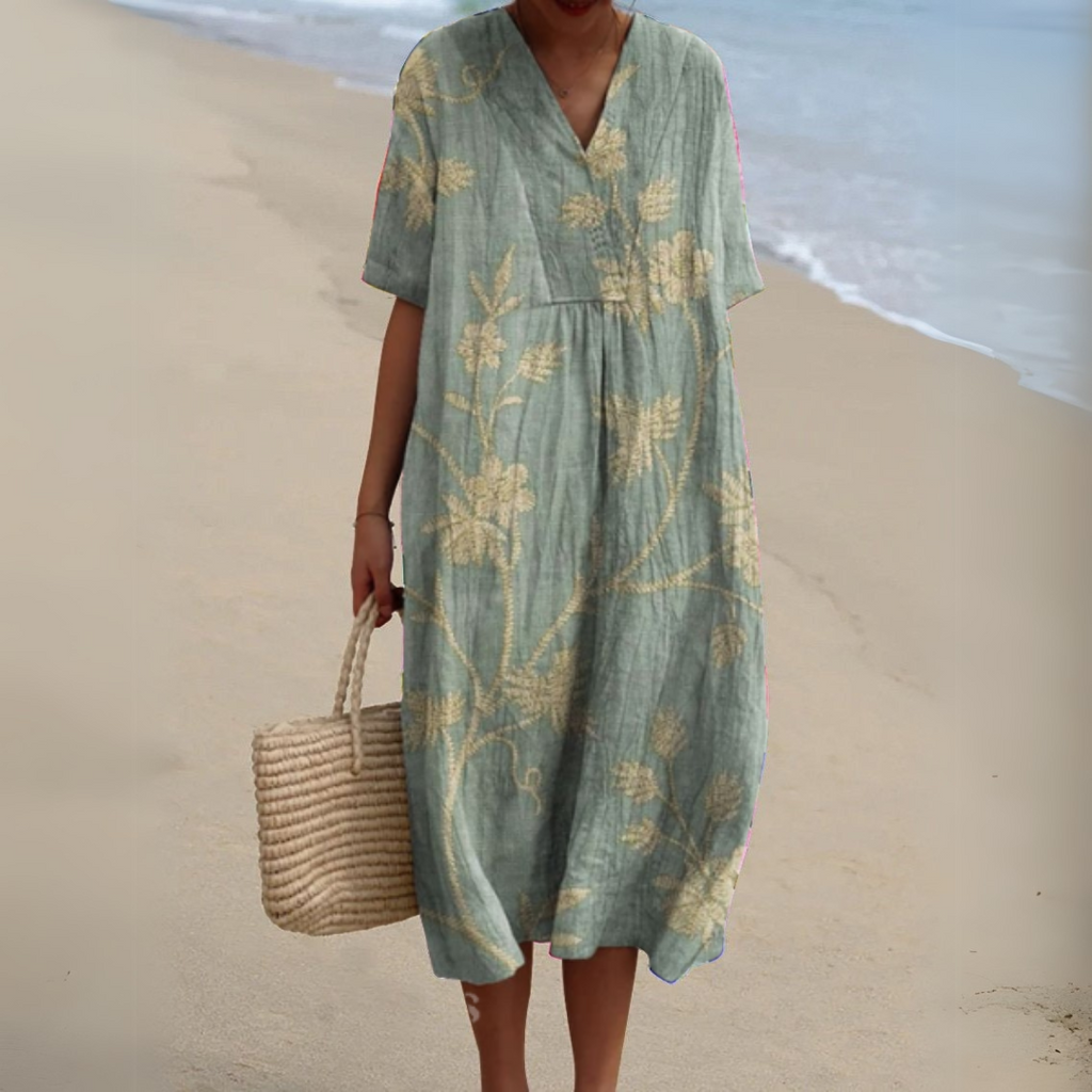 Women's Floral Woven Midi Dress | Relaxed Fit Lightweight Summer Dress 3