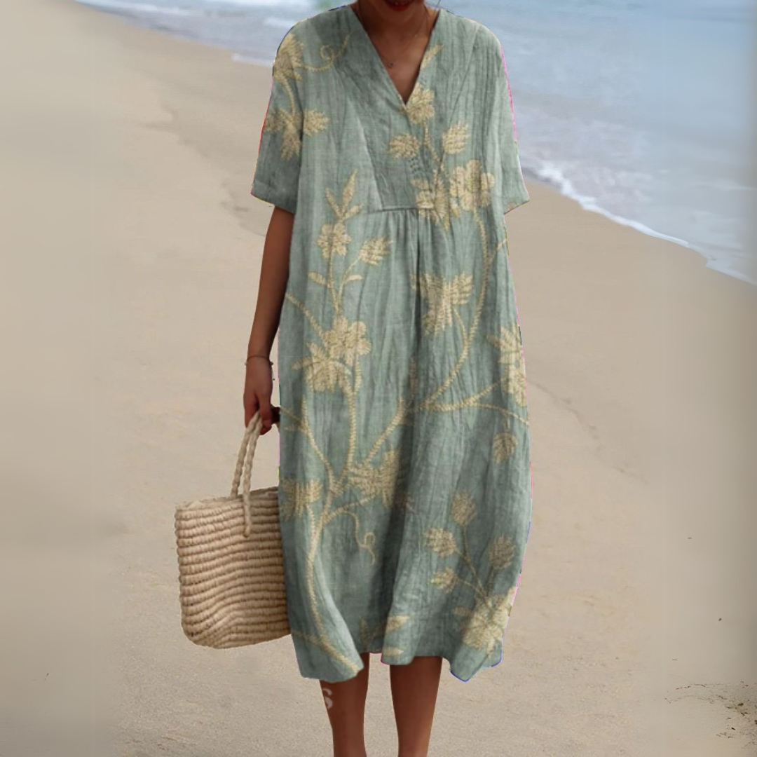 Women's Floral Woven Midi Dress | Relaxed Fit Lightweight Summer Dress 3