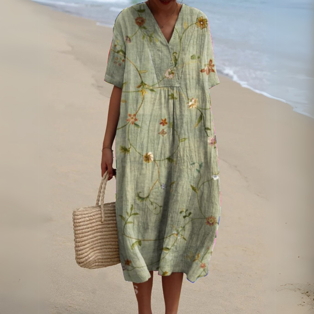Women's Floral Woven Midi Dress | Relaxed Fit Lightweight Summer Dress 4