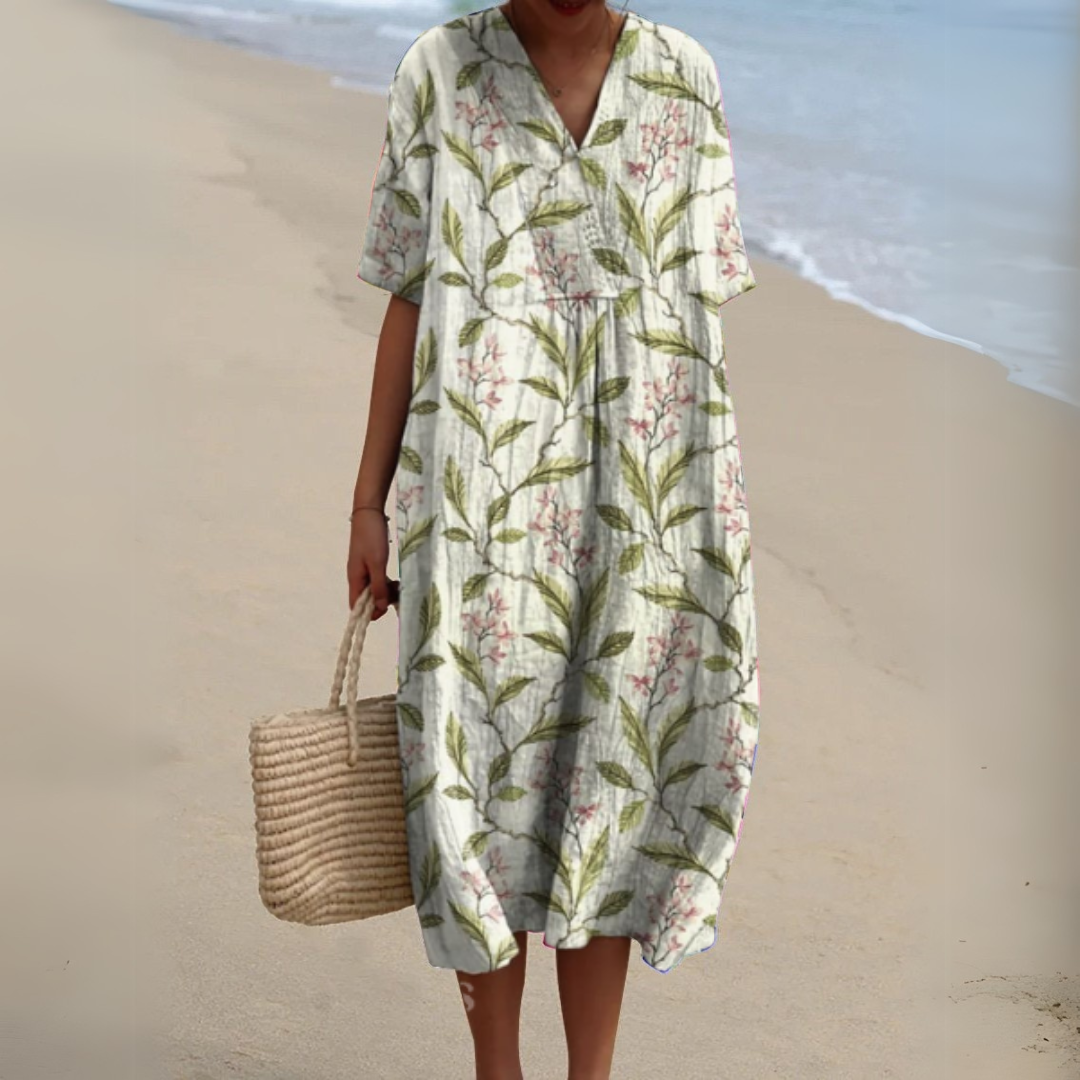 Women's Floral Woven Midi Dress | Relaxed Fit Lightweight Summer Dress 5