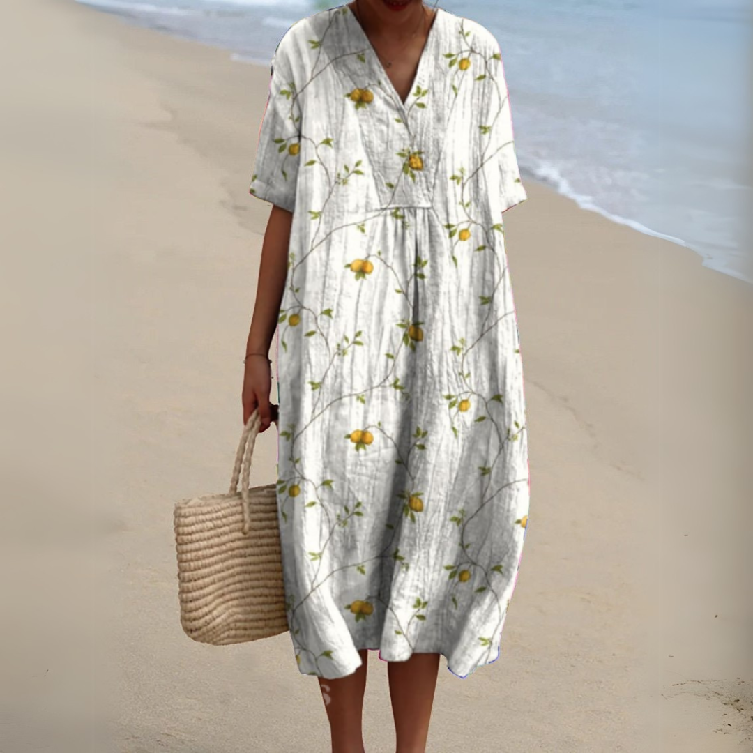 Women's Floral Woven Midi Dress | Relaxed Fit Lightweight Summer Dress 8