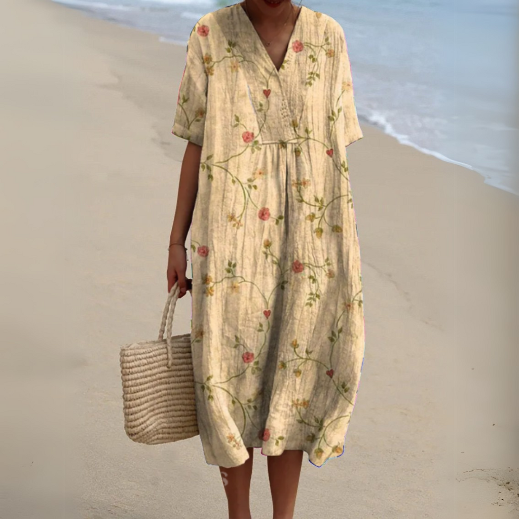 Women's Floral Woven Midi Dress | Relaxed Fit Lightweight Summer Dress 9