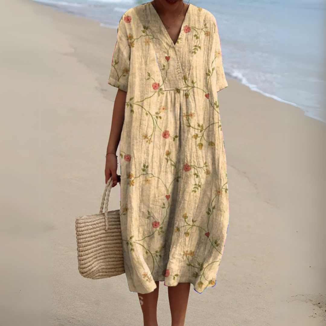 Women's Floral Woven Midi Dress | Relaxed Fit Lightweight Summer Dress 9