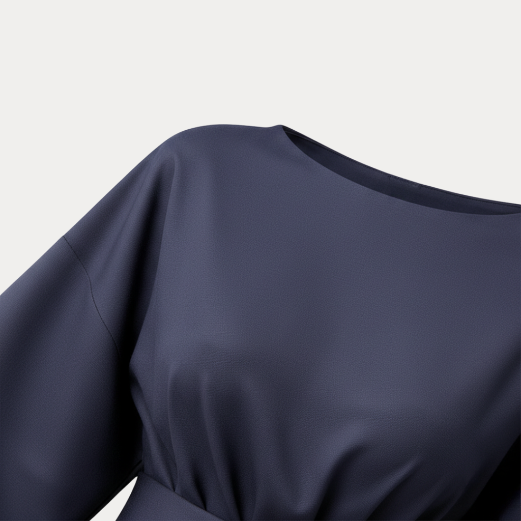 Women's Flowing Fabric Midi Dress | Elegant Wrap Style with Wide Sleeves 4