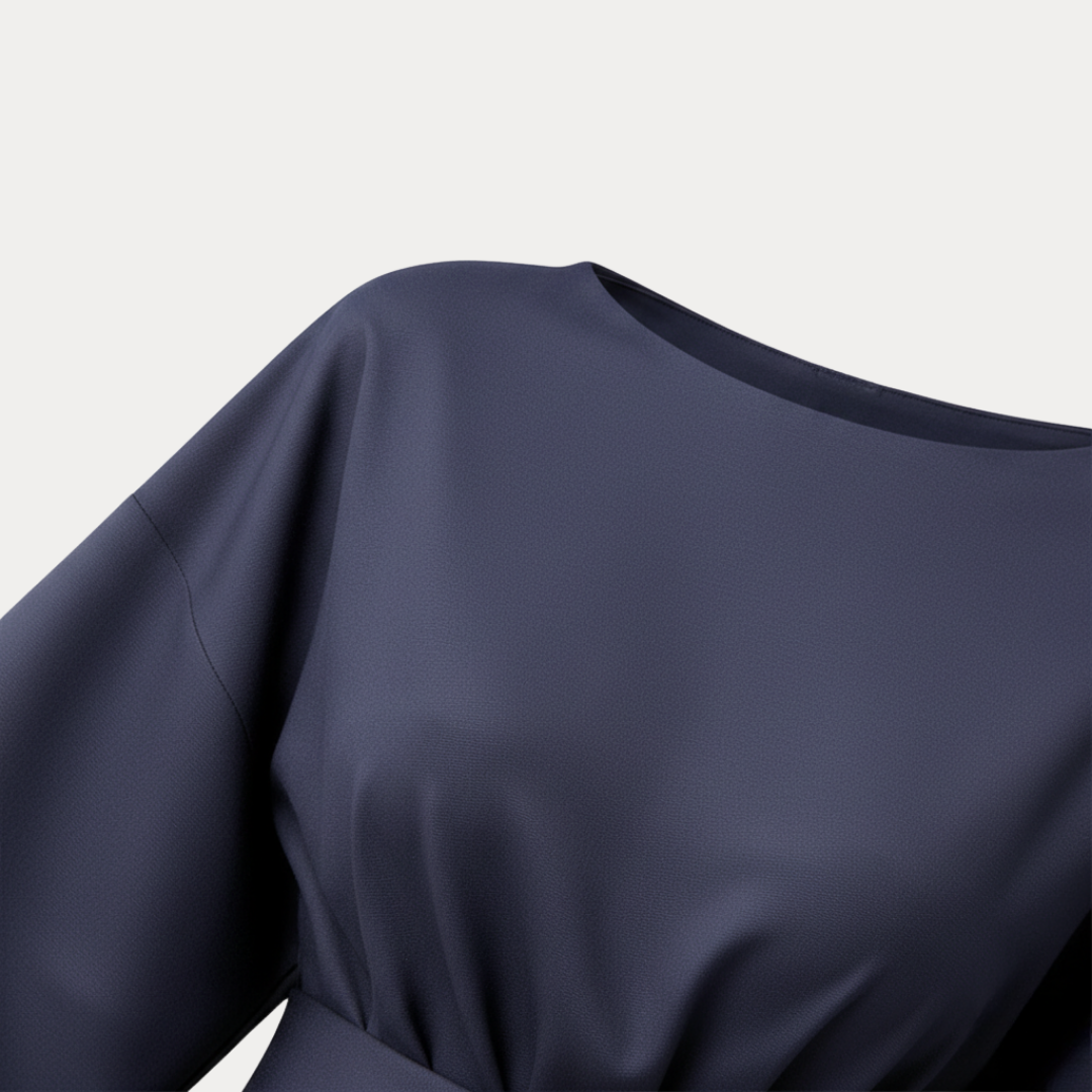 Women's Flowing Fabric Midi Dress | Elegant Wrap Style with Wide Sleeves 4