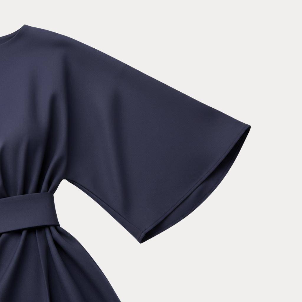 Women's Flowing Fabric Midi Dress | Elegant Wrap Style with Wide Sleeves 5