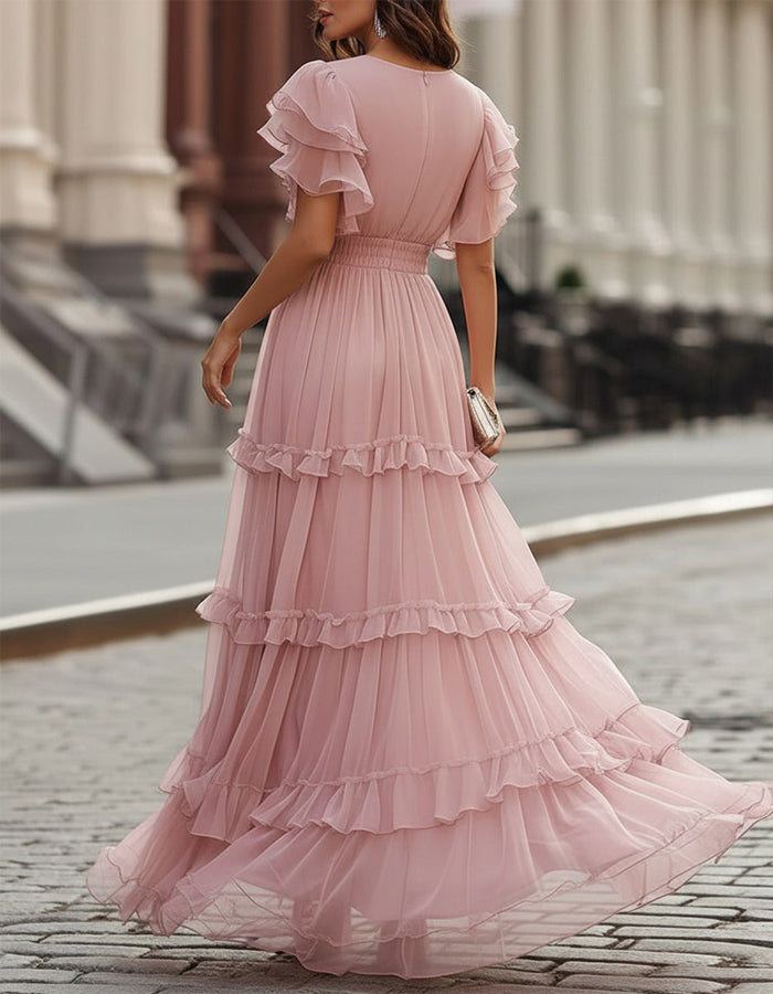 Women's Lightweight Chiffon Maxi Dress | Elegant Ruffled Hem Formal Summer Wear 6