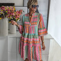 Women's Lightweight Cotton Tiered Midi Dress | Boho Relaxed Fit Summer Dress 0