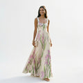 Women's Lightweight Floral Chiffon Maxi Dress | Elegant Sleeveless Summer Dress 0