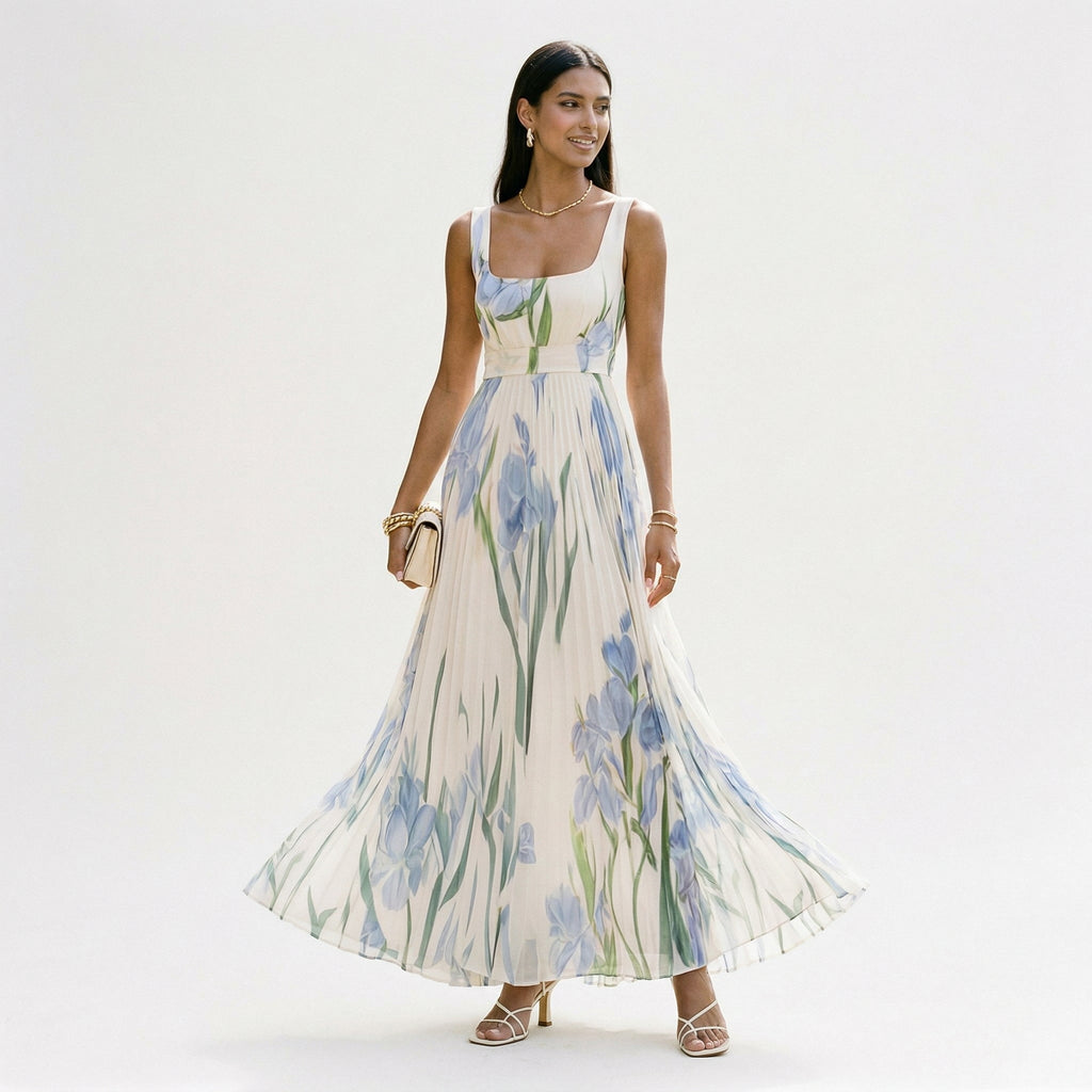 Women's Lightweight Floral Chiffon Maxi Dress | Elegant Sleeveless Summer Dress 2