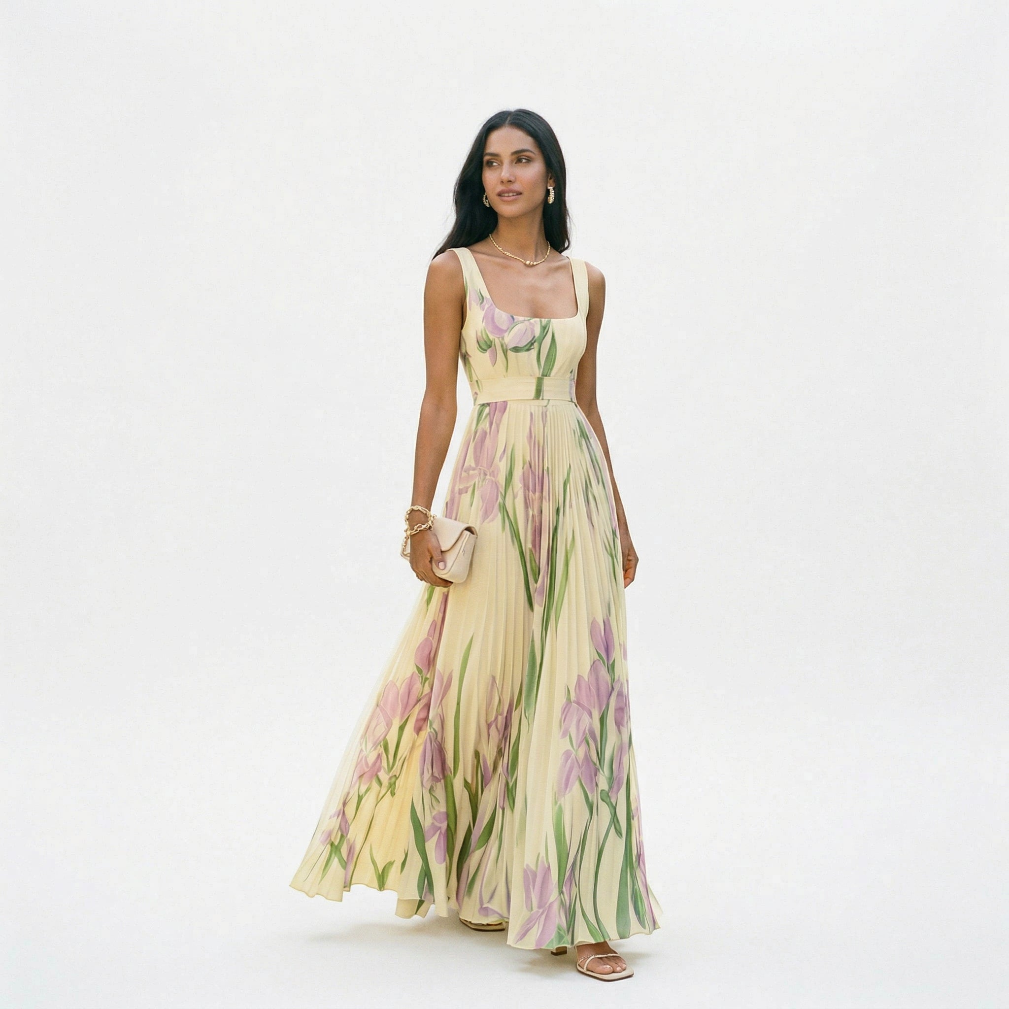 Women's Lightweight Floral Chiffon Maxi Dress | Elegant Sleeveless Summer Gown 4