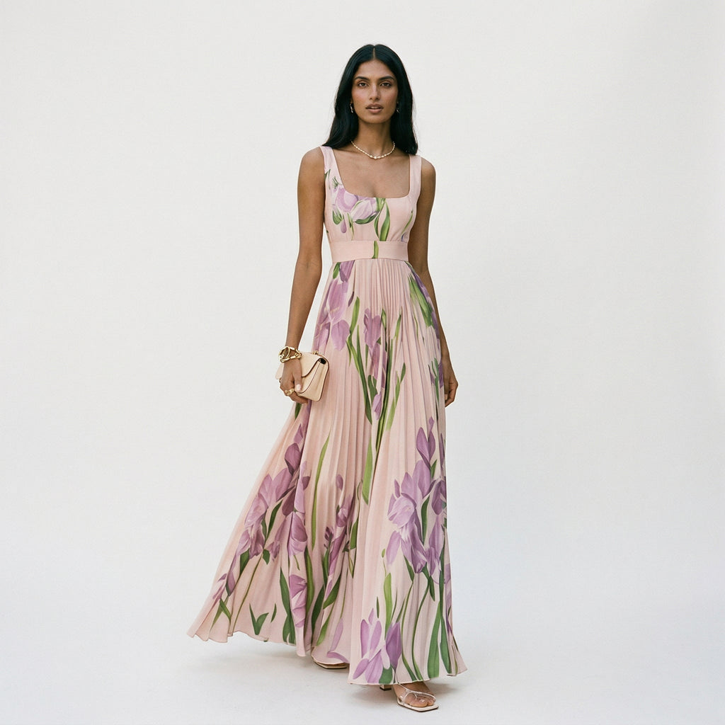 Women's Lightweight Floral Chiffon Maxi Dress | Elegant Sleeveless Summer Gown 5