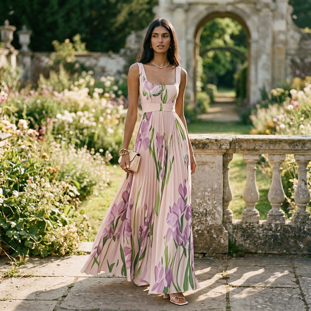 Women's Lightweight Floral Chiffon Maxi Dress | Elegant Sleeveless Summer Gown 6