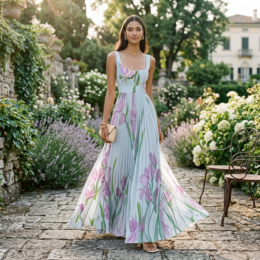 Women's Lightweight Floral Chiffon Maxi Dress | Elegant Sleeveless Summer Gown 8