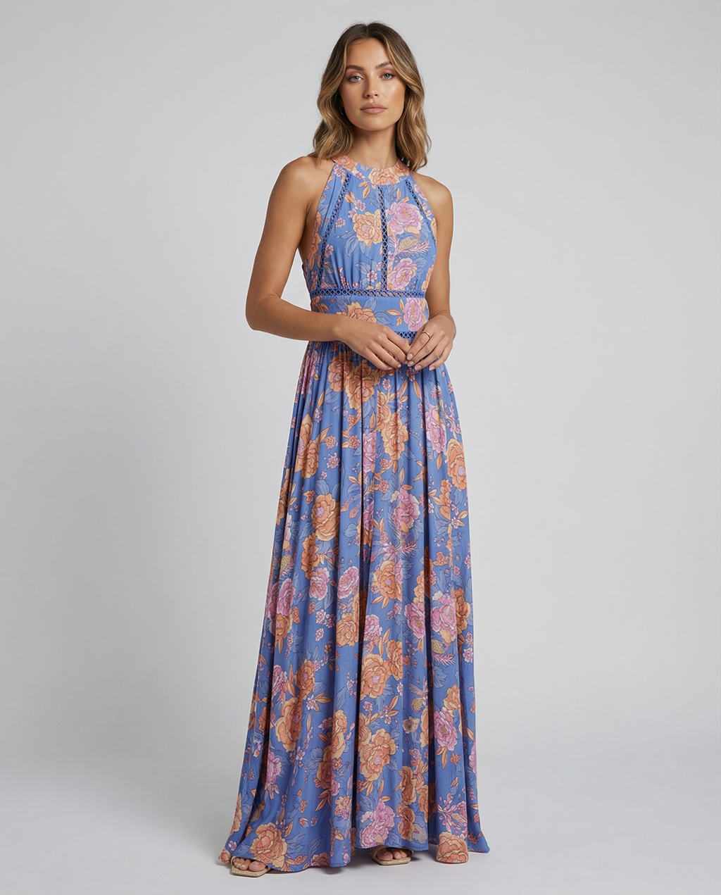 Women's Lightweight Floral Maxi Dress | Breezy Summer Sleeveless Backless Dress 1