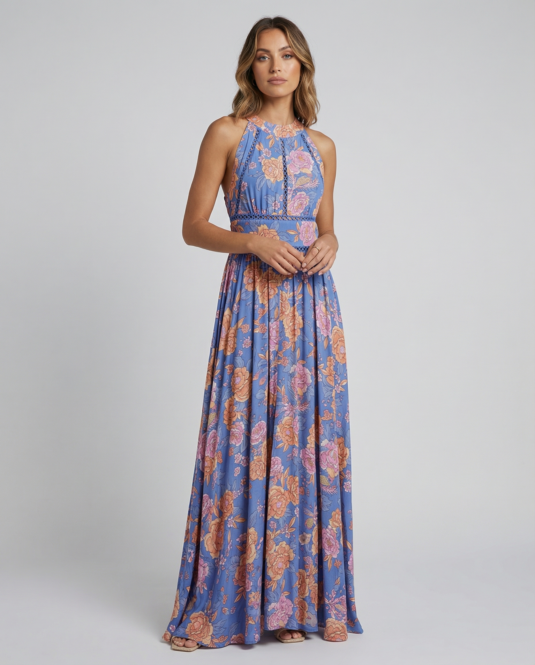 Women's Lightweight Floral Maxi Dress | Breezy Summer Sleeveless Backless Dress 1