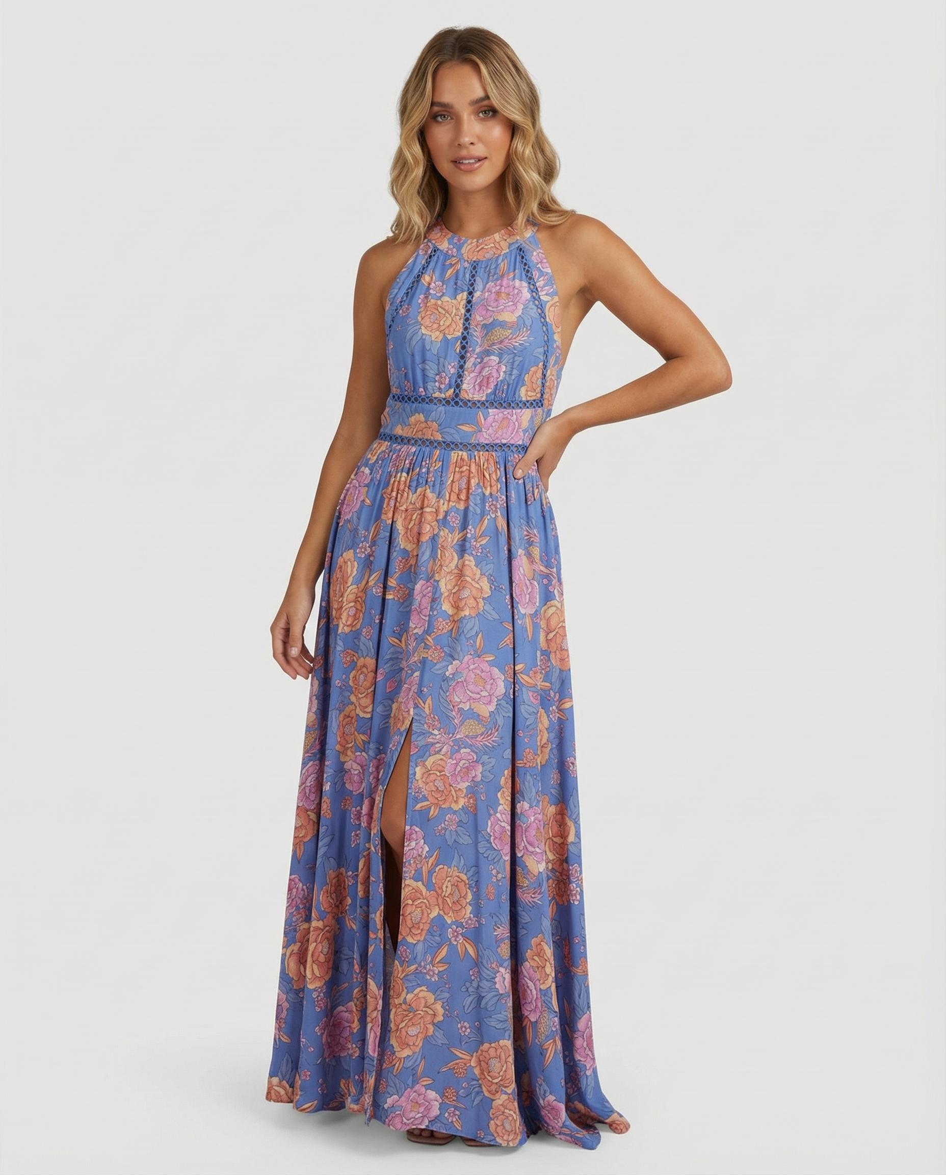 Women's Lightweight Floral Maxi Dress | Breezy Summer Sleeveless Backless Dress 2